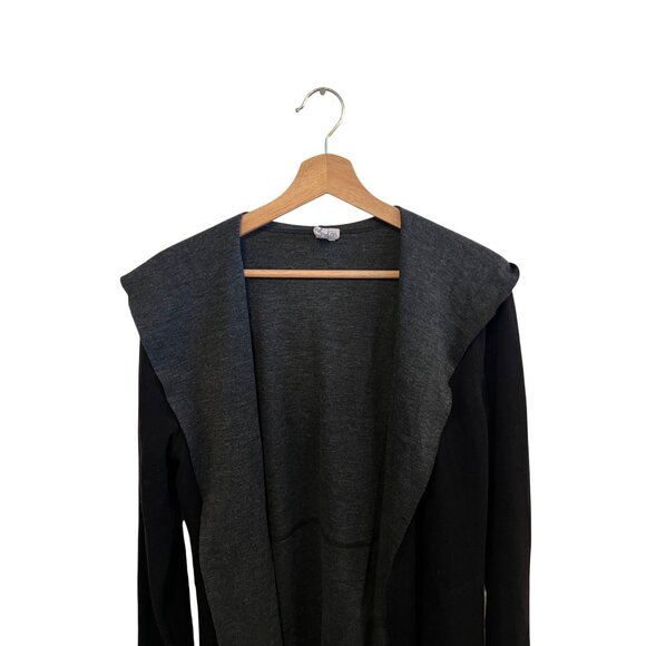 Cable & Gauge Black & Gray Hooded Open Front Cardigan Women's Size L - Picture 3 of 4